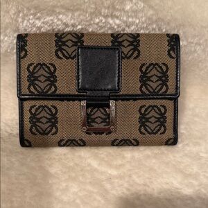 Loewe vintage Tan and Black logo Wallet